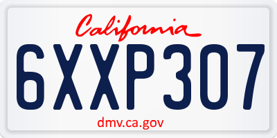CA license plate 6XXP307
