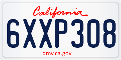 CA license plate 6XXP308