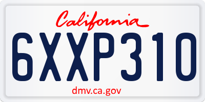 CA license plate 6XXP310