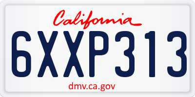 CA license plate 6XXP313