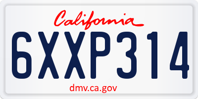 CA license plate 6XXP314