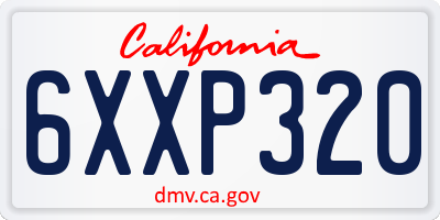 CA license plate 6XXP320