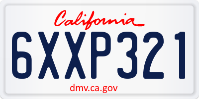 CA license plate 6XXP321