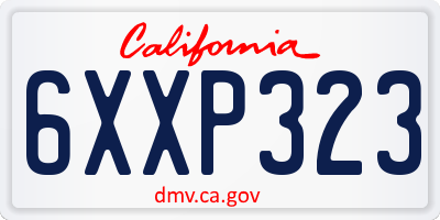 CA license plate 6XXP323