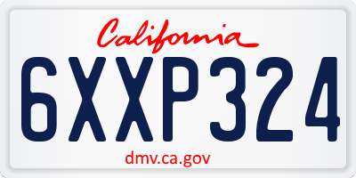 CA license plate 6XXP324