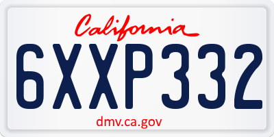 CA license plate 6XXP332