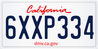 CA license plate 6XXP334