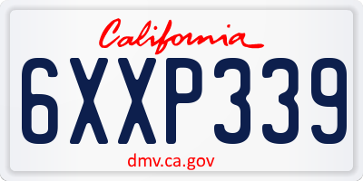 CA license plate 6XXP339