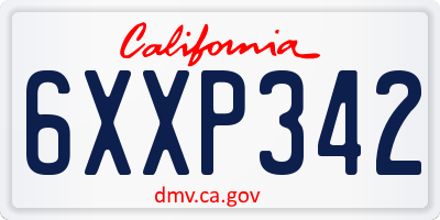 CA license plate 6XXP342