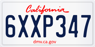 CA license plate 6XXP347