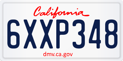 CA license plate 6XXP348