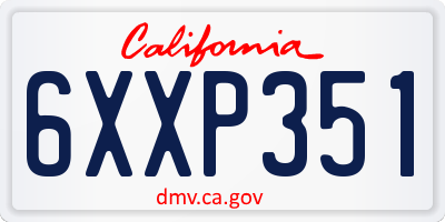 CA license plate 6XXP351