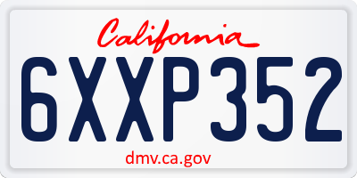 CA license plate 6XXP352