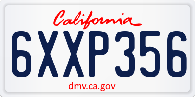 CA license plate 6XXP356