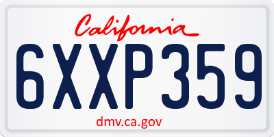 CA license plate 6XXP359