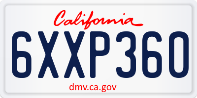 CA license plate 6XXP360