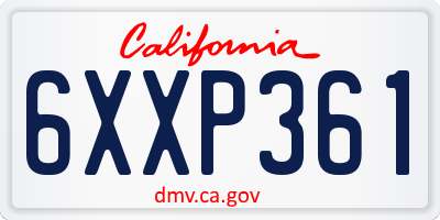 CA license plate 6XXP361