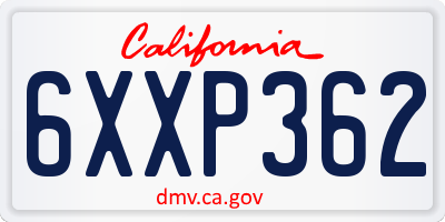 CA license plate 6XXP362