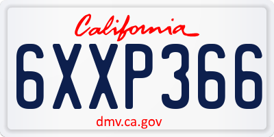 CA license plate 6XXP366
