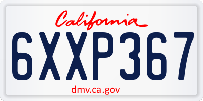 CA license plate 6XXP367