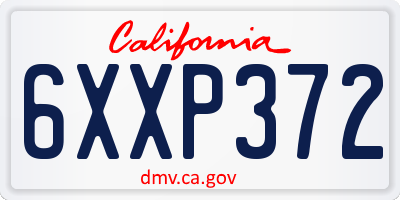 CA license plate 6XXP372