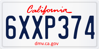 CA license plate 6XXP374