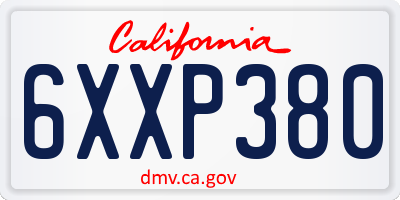CA license plate 6XXP380