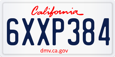 CA license plate 6XXP384