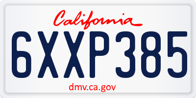 CA license plate 6XXP385