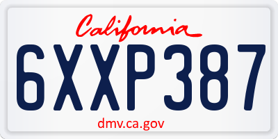 CA license plate 6XXP387