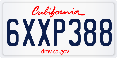 CA license plate 6XXP388