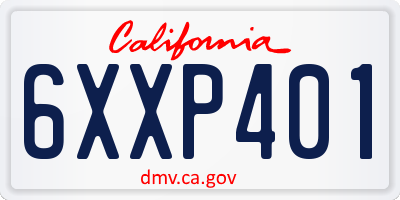 CA license plate 6XXP401