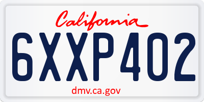 CA license plate 6XXP402