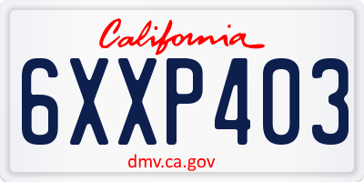 CA license plate 6XXP403