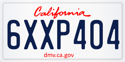 CA license plate 6XXP404
