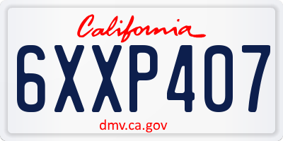 CA license plate 6XXP407