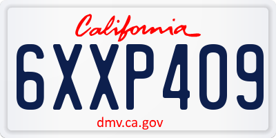 CA license plate 6XXP409