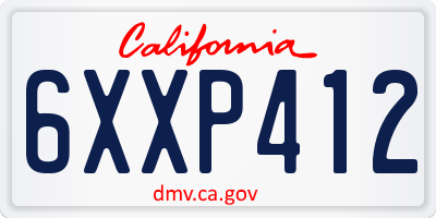 CA license plate 6XXP412