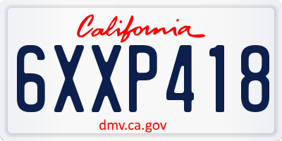 CA license plate 6XXP418