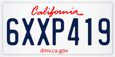 CA license plate 6XXP419