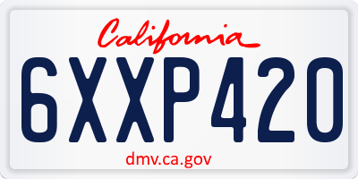 CA license plate 6XXP420