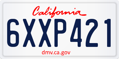 CA license plate 6XXP421