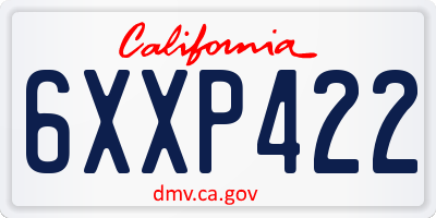 CA license plate 6XXP422