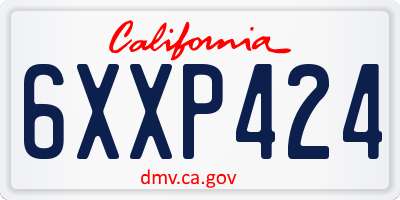 CA license plate 6XXP424