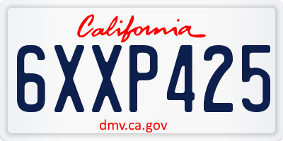 CA license plate 6XXP425