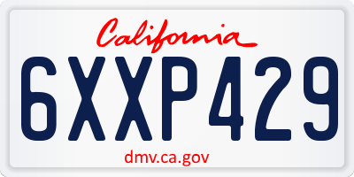 CA license plate 6XXP429