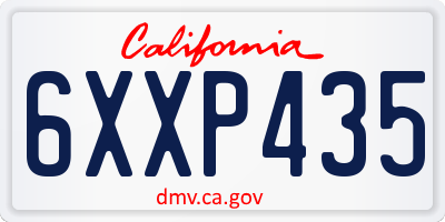 CA license plate 6XXP435