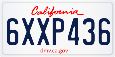 CA license plate 6XXP436