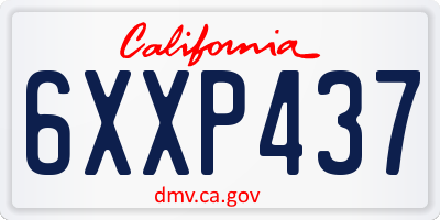 CA license plate 6XXP437