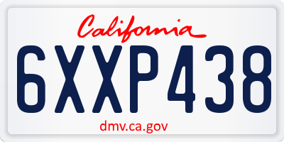 CA license plate 6XXP438
